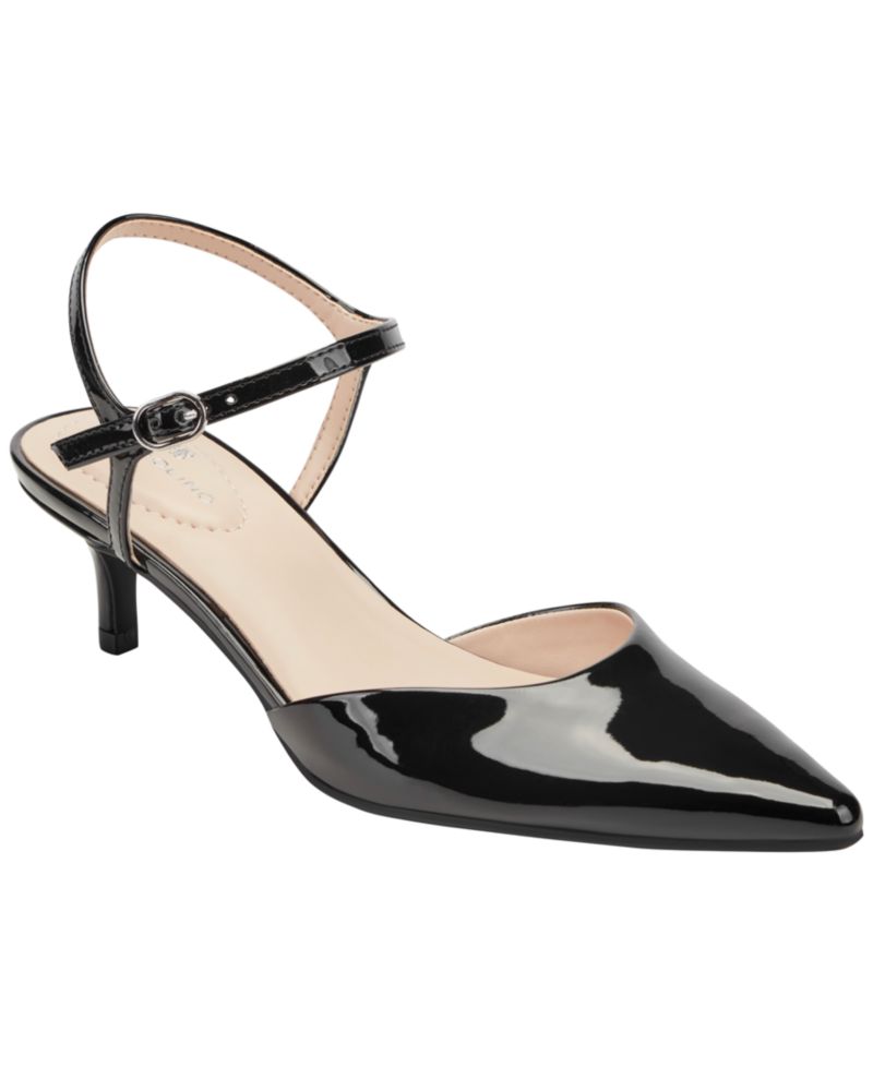 Women's Rose Ankle Strap Kitten Heel Pumps