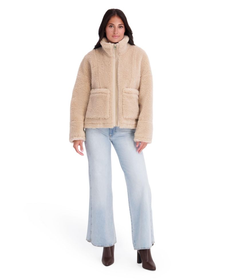 Women's Faux Fur Funnel Neck Short Jacket