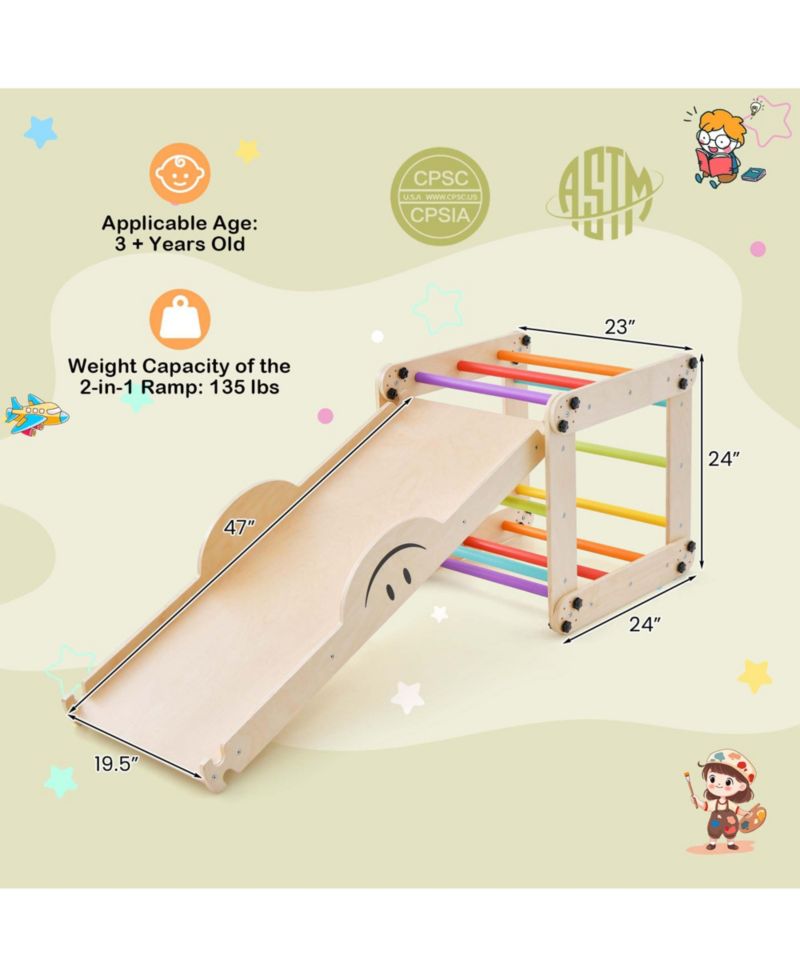 Montessori Wooden Reversible Ramp Climber and Ramp, 2-Piece Set
