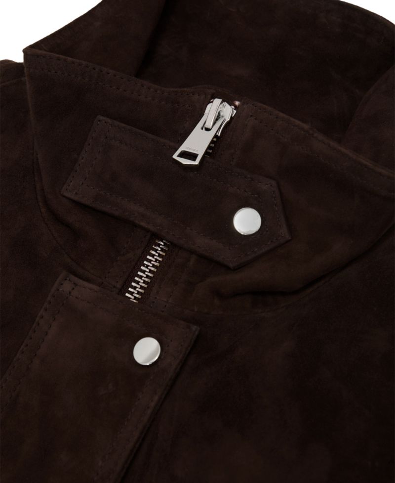 Women's Cara Suede Funnel-Neck Bomber Jacket