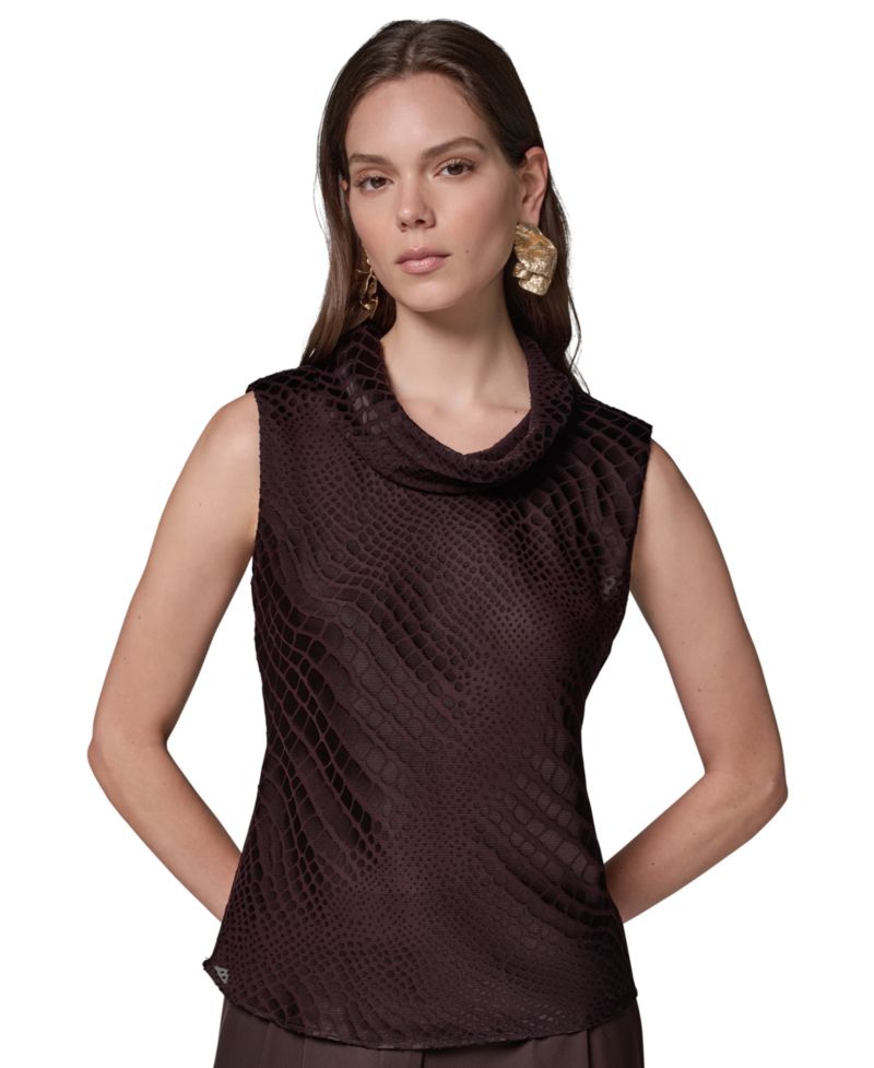Women's Snake-Print Sleeveless Cowl-Neck Blouse