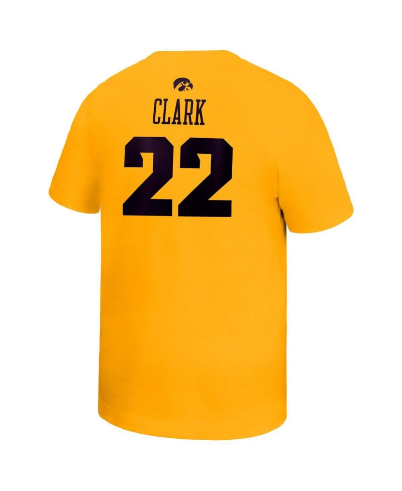 Big Boys and Girls Caitlin Clark Gold Iowa Hawkeyes Retired Player Name & Number Core T-Shirt
