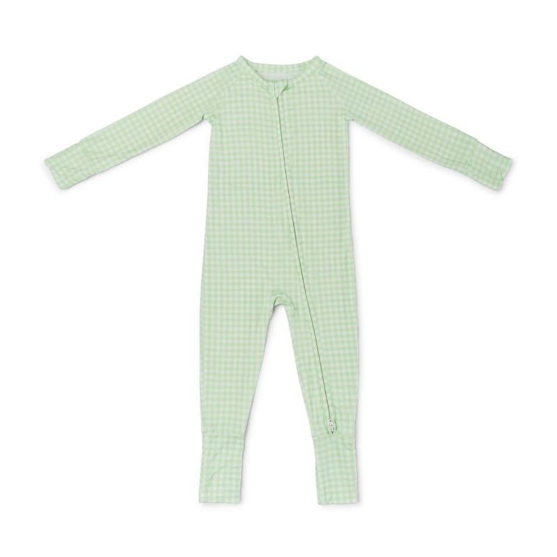 Baby Boy's Pistachio Gingham Bamboo Sleeper