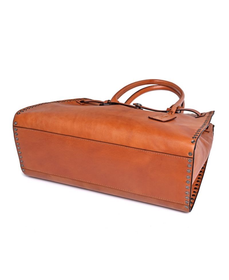 Westland Large Studded Leather Satchel Bag