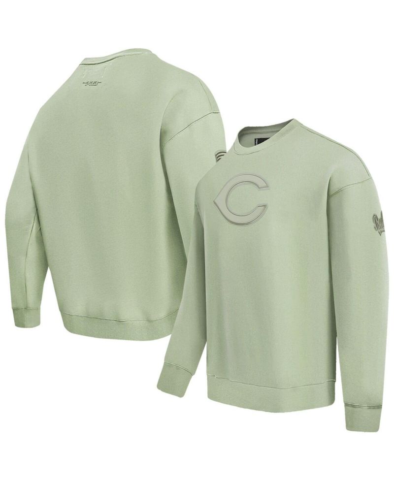 Men's Green Cincinnati Reds Neutral Drop Shoulder Pullover Sweatshirt