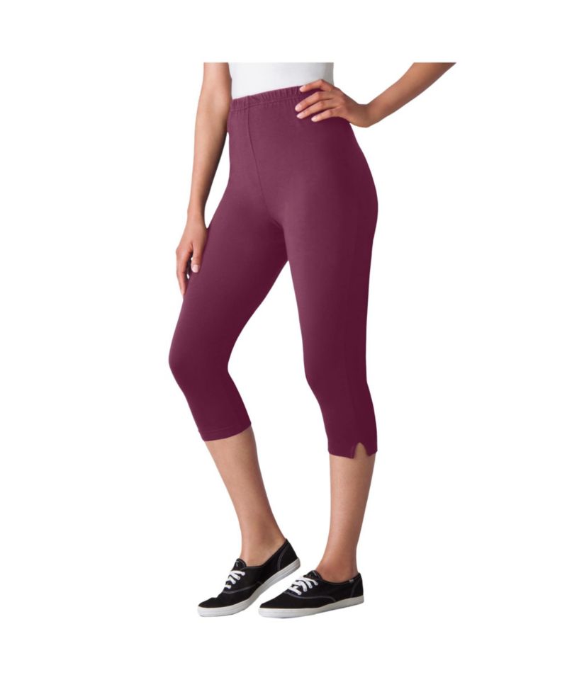 Women's Within Capri Pull-On Stretch Knit Cotton Spandex Leggings