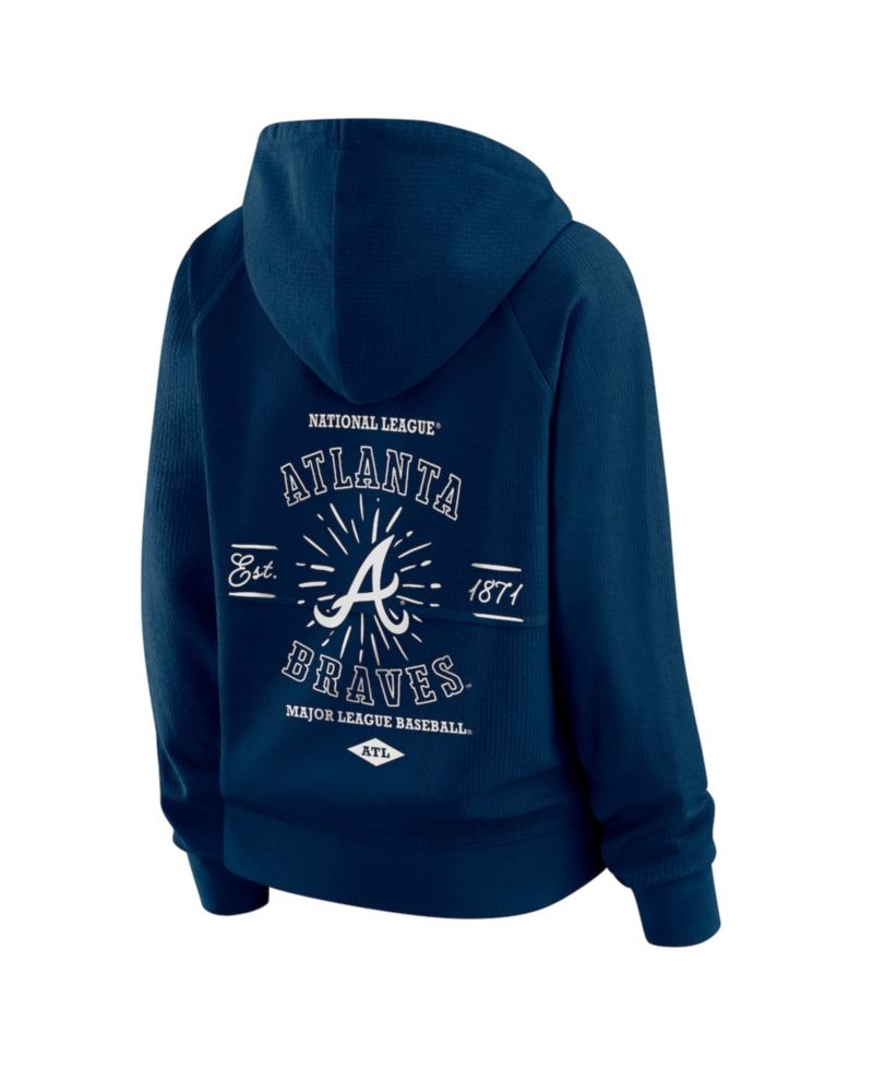 Women's Navy Atlanta Braves Vintage Full-Zip Raglan Hoodie