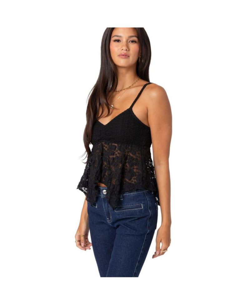 Women's Orchid Sheer Lace Top