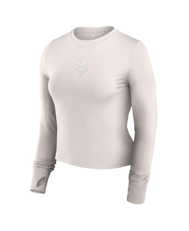 Women's White Minnesota Vikings Studio Fitted Long Sleeve Gym Top