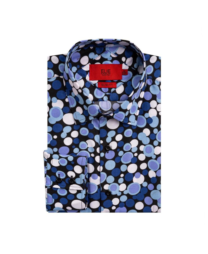 Big Boys Black Slim Fit Dotted Dress Shirt