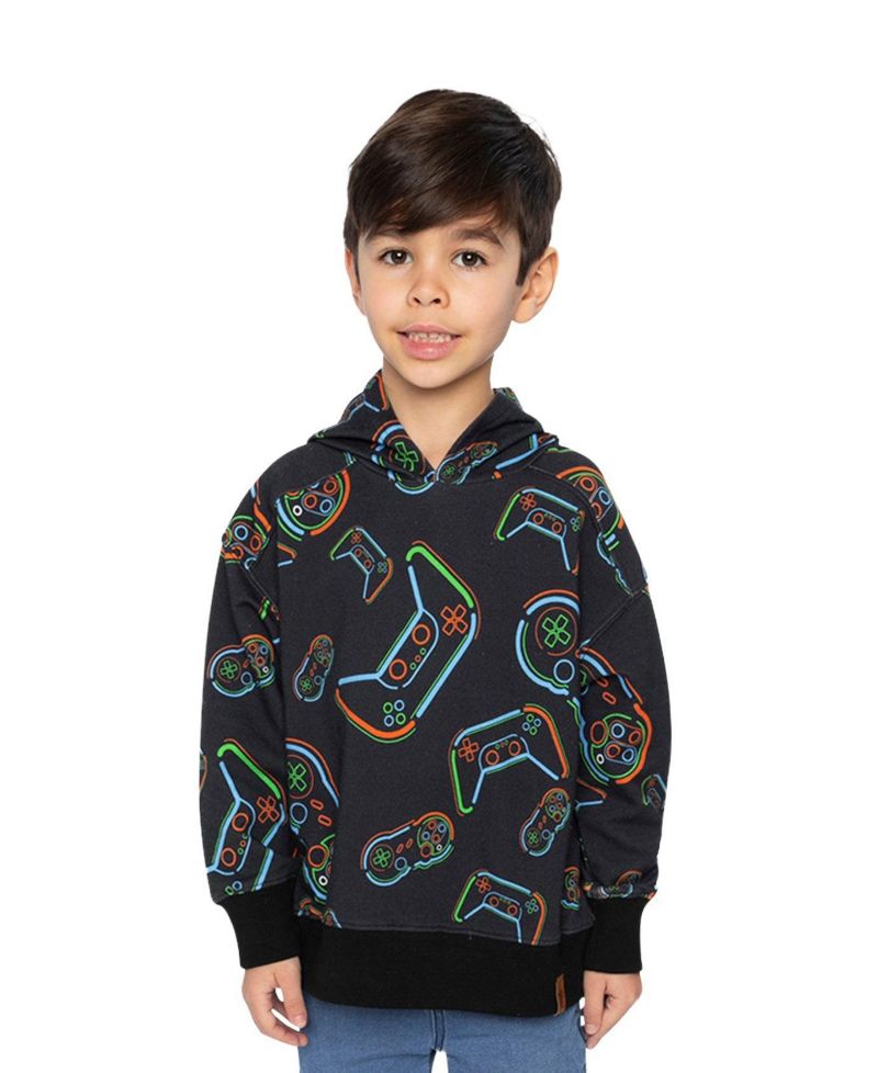 Little and Big Boy (6-12) Fleece Hooded Sweatshirt Printed Controller