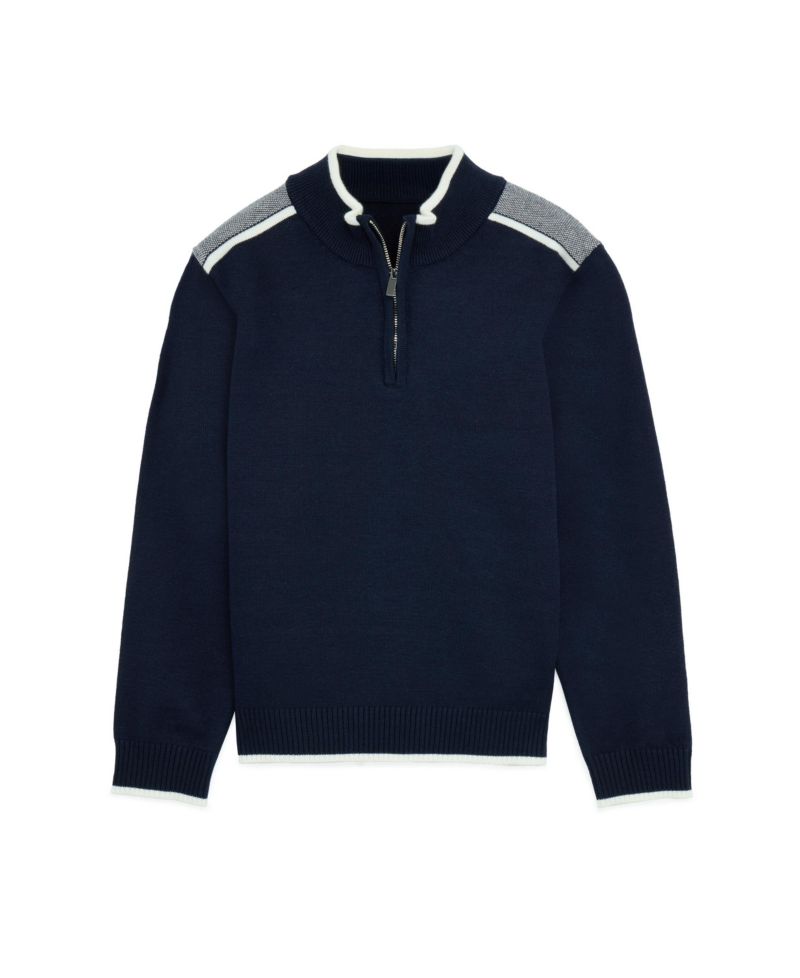 Boy's Shoulder Detail Quarter-Zip Sweater