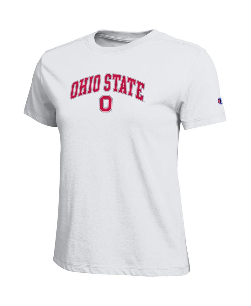 Women's White Ohio State Buckeyes Arched Over Logo T-Shirt