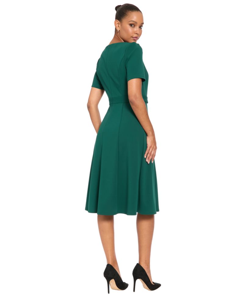 Women's A-Line Belted Midi Dress