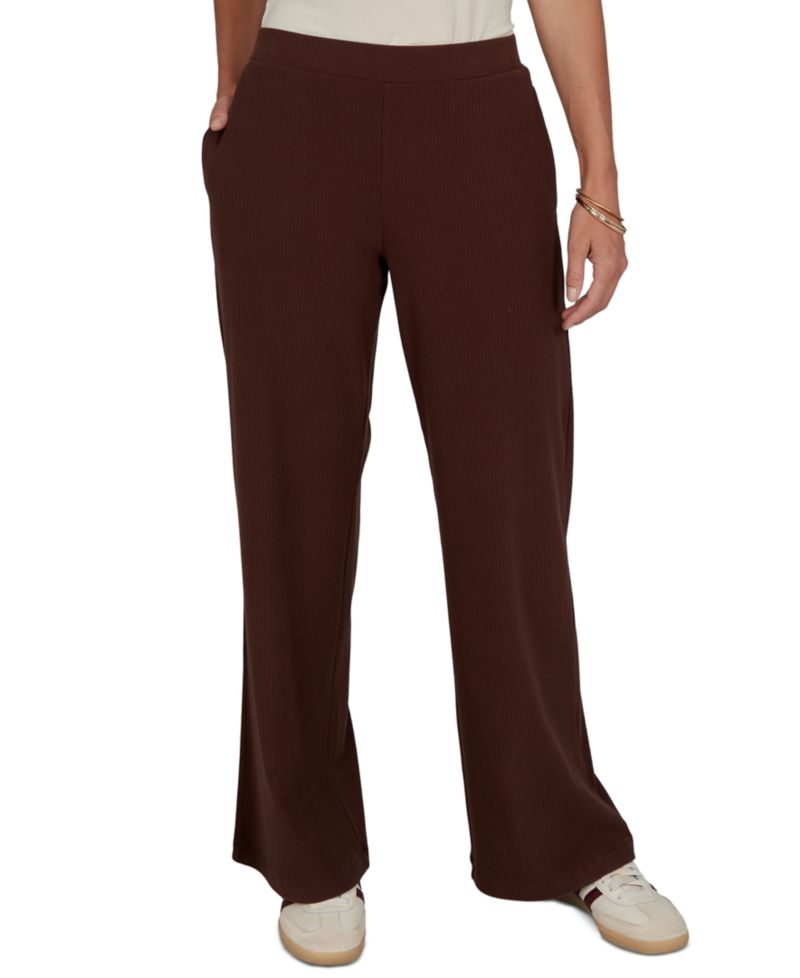Petite Wide-Leg Pull-On Ribbed Pants