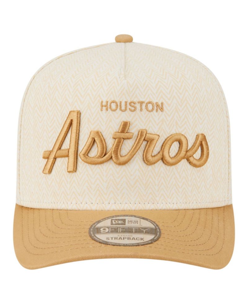 Men's Cream Houston Astros Herringbone 9FIFTY A-Frame Snapback Hat
