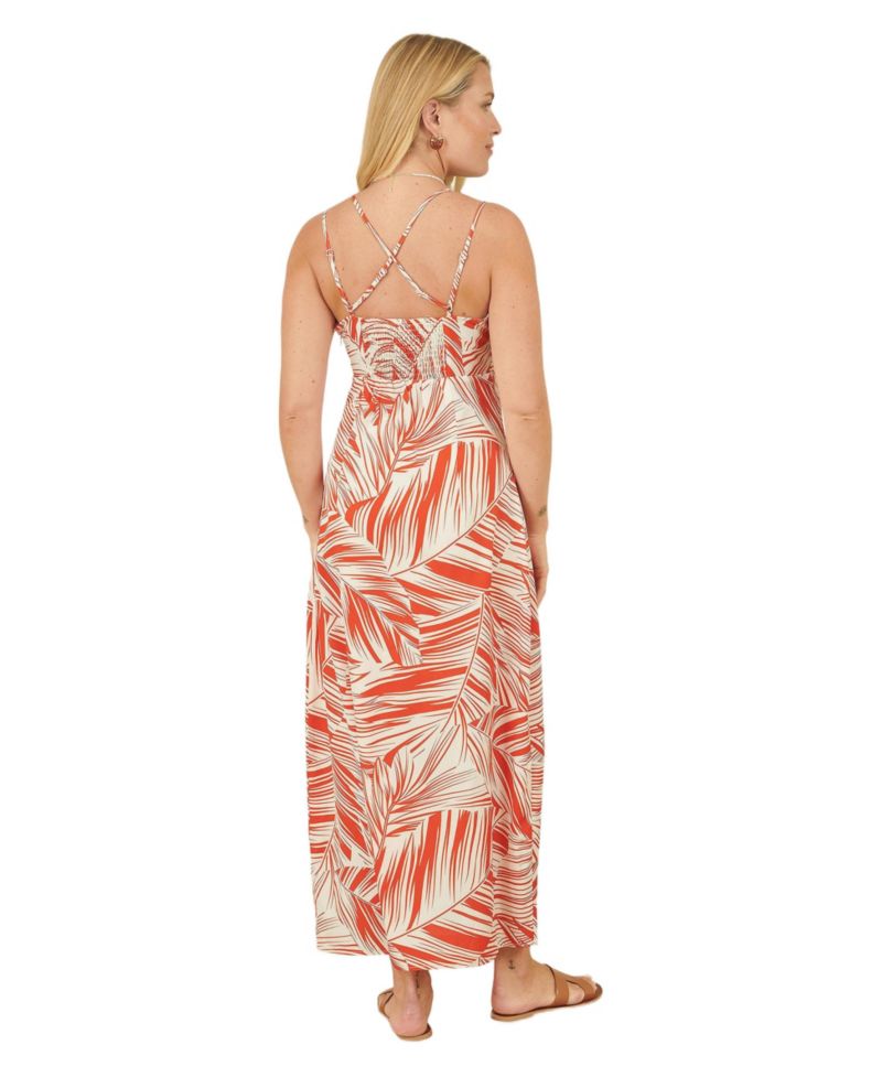 Women's Sleeveless V-Neck Cross Back Maxi Dress