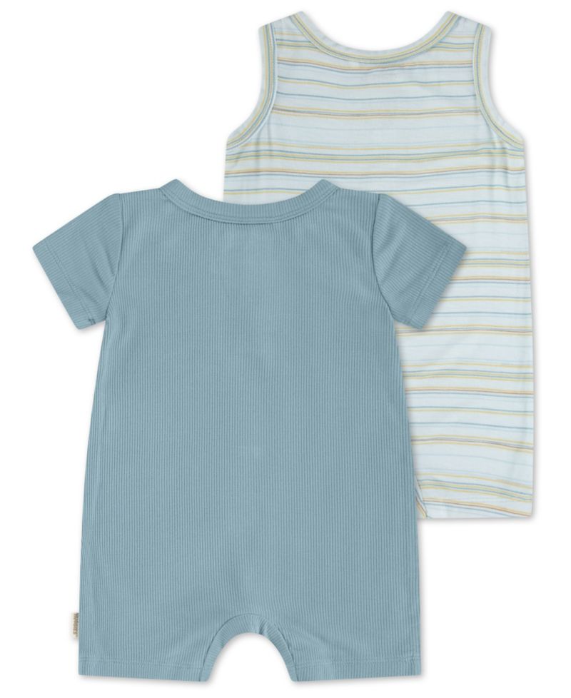 Baby Boys' Henley Neck Romper, 2-Pack