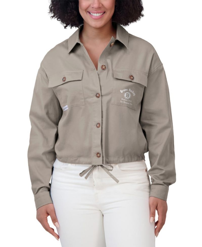 Women's Gray Boston Bruins Cinched Button-Up Jacket