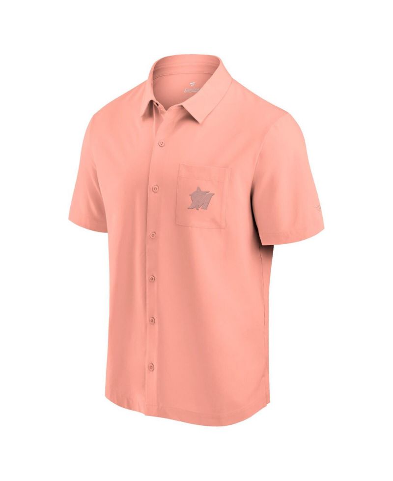 Men's Coral Miami Marlins Front Office Button-Up Shirt