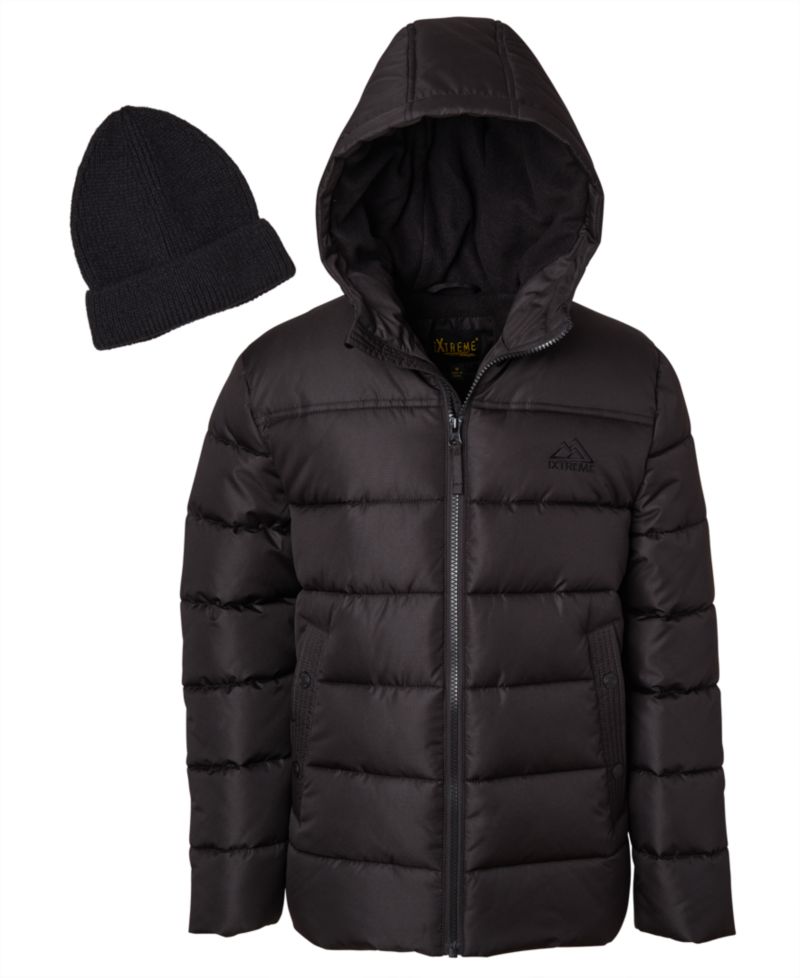 Big Boys' Ripstop Mini Puffer Jacket with Beanie