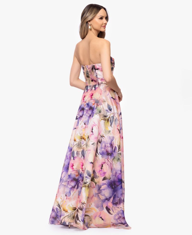 Women's Printed Strapless Ball Gown