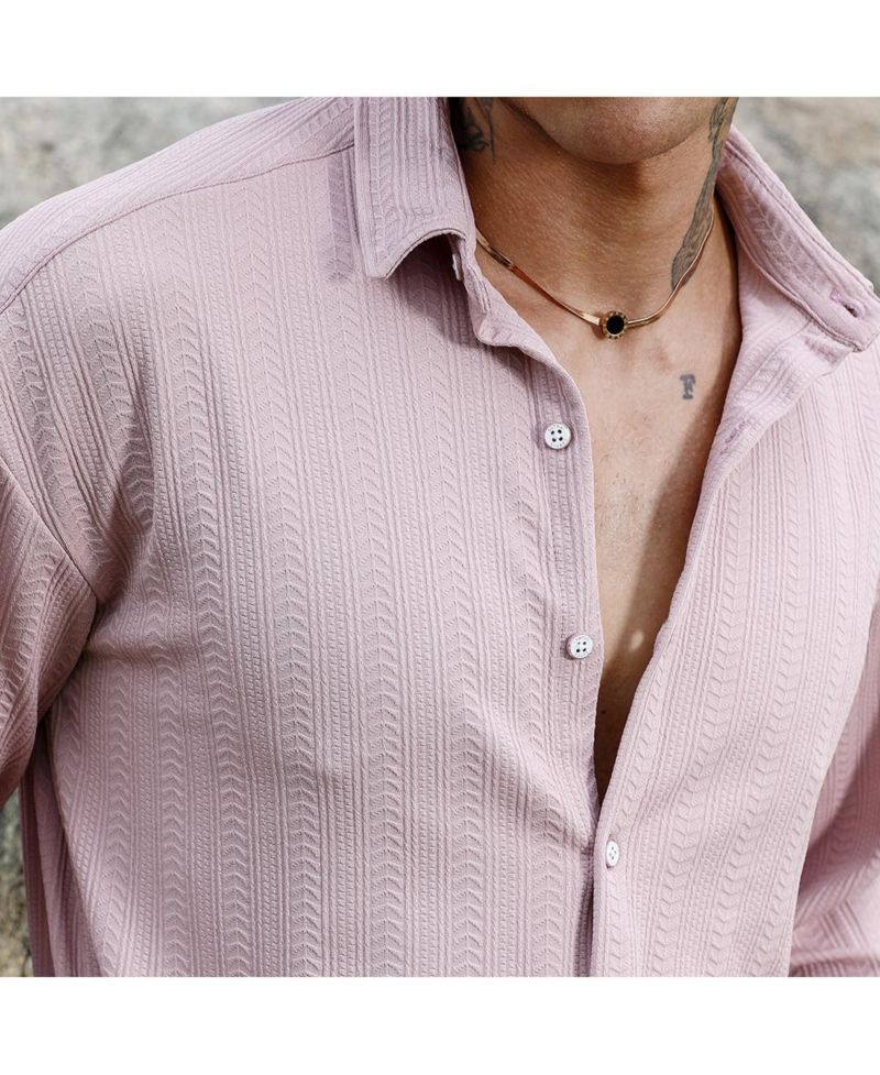 Men's Nude Pink Spear-Textured Shirt