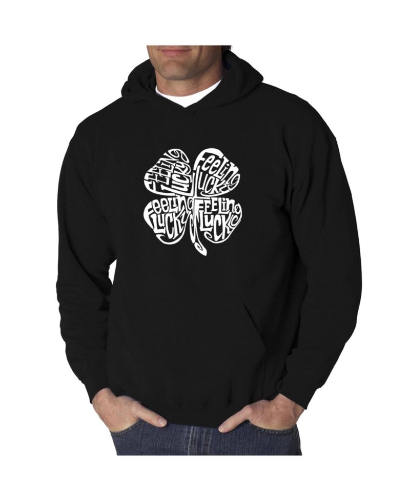 Men's Word Art Hooded Sweatshirt - Feeling Lucky