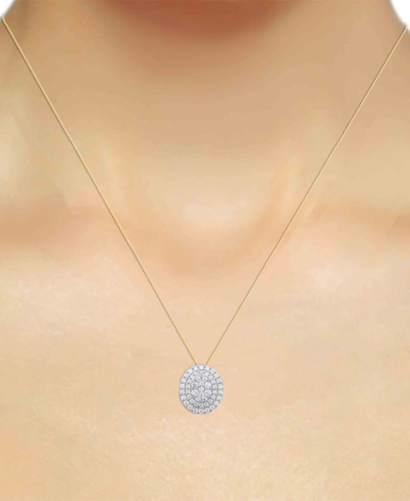 Lab Grown Diamond Double Halo Cluster 18" Pendant Necklace (2 ct. t.w.) in Sterling Silver or 14k Gold-Plated Sterling Silver