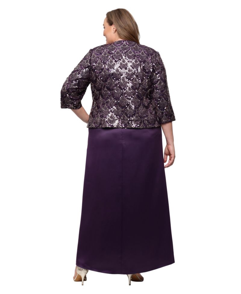Plus Size Long Sequin Jacket Dress