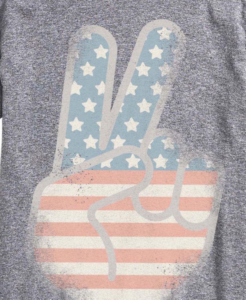 Men's Flag Peace Sign Tonal Washed Short-Sleeve Graphic T-Shirt