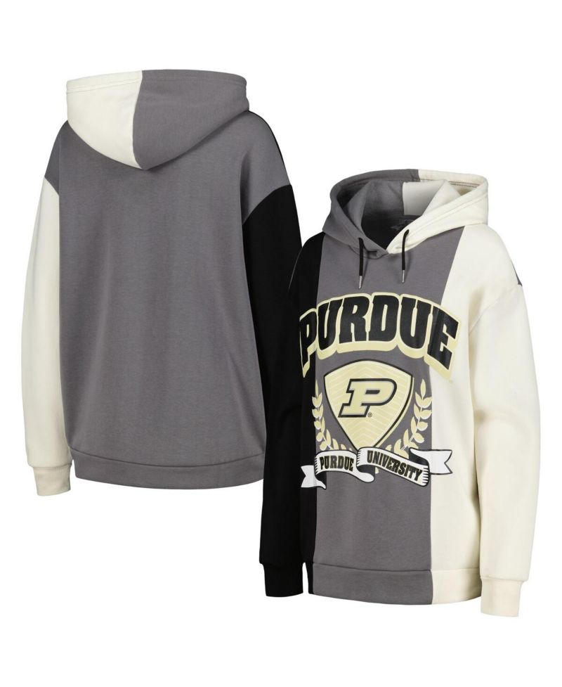 Women's Black Purdue Boilermakers Hall of Fame Colorblock Pullover Hoodie