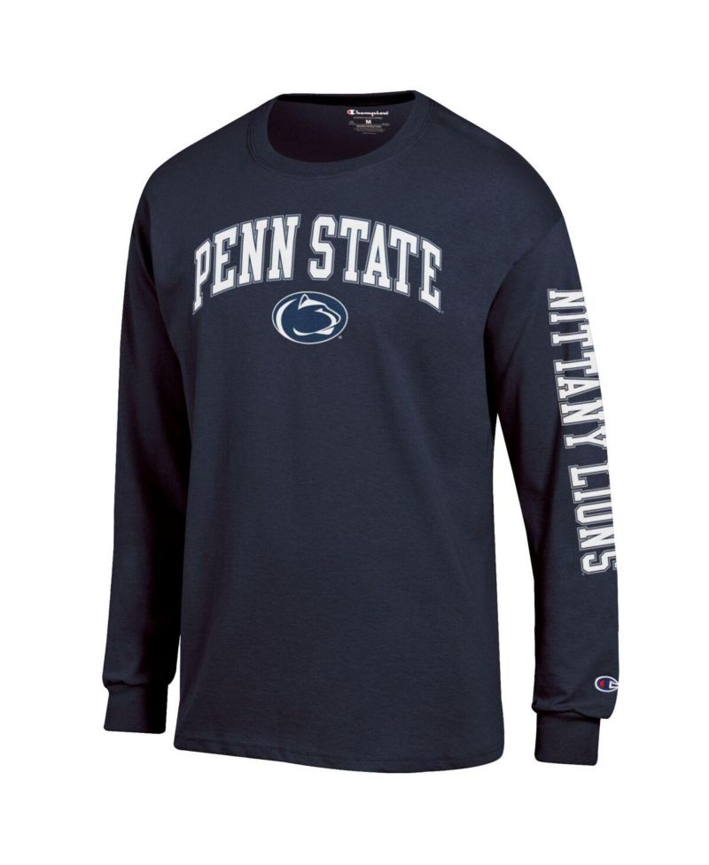 Men's Navy Penn State Nittany Lions Arch Over Logo 2-Hit Long Sleeve T-Shirt