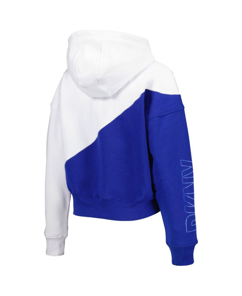 Women's White and Royal Los Angeles Rams Bobbi Color Blocked Pullover Hoodie