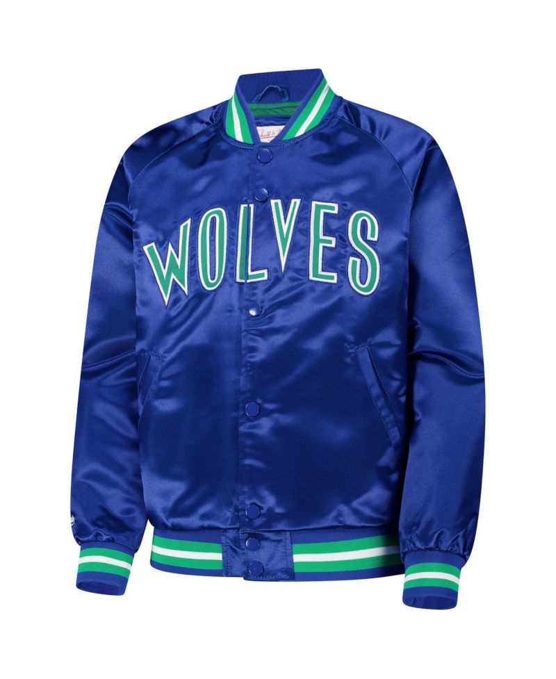 Big Boys and Girls Royal Minnesota Timberwolves Hardwood Classics Satin Raglan Full-Snap Jacket