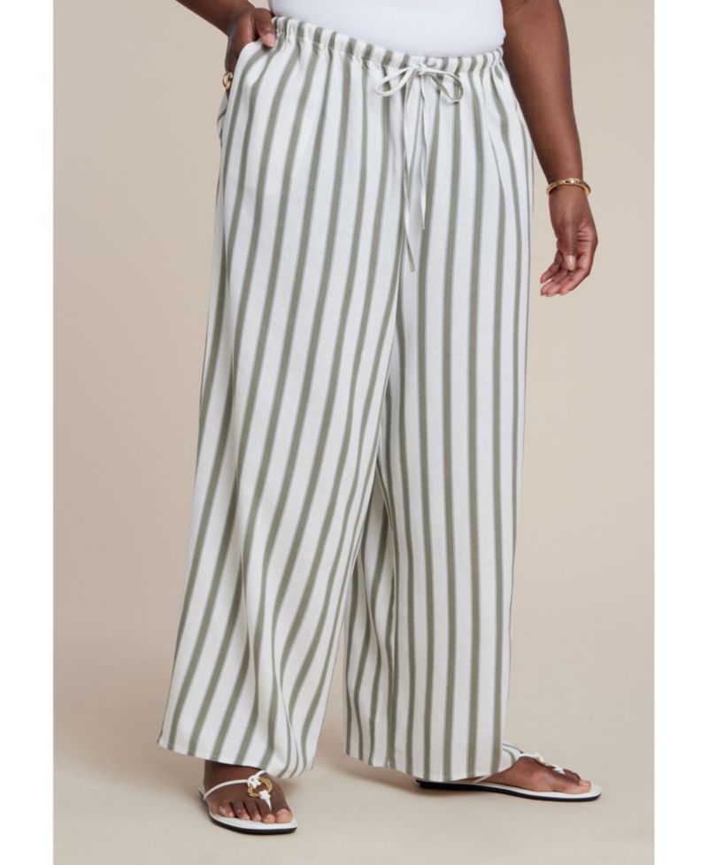 Women's Drawstring Wide Leg Linen Pant