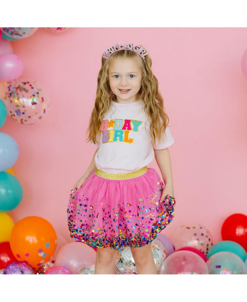 Little and Big Girls Raspberry Confetti Tutu Skirt