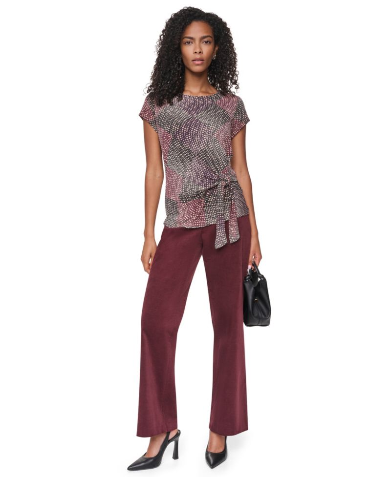 Women's Tie-Front Print Blouse