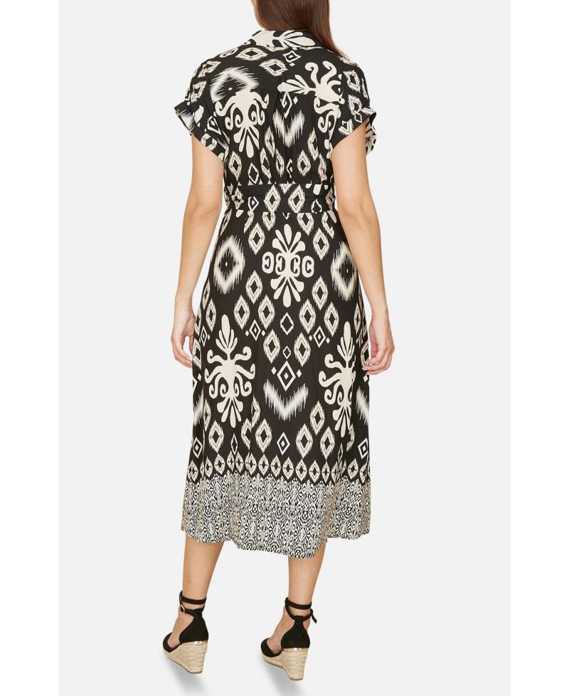 Women's Geo Print Relaxed Midi Shirt Dress