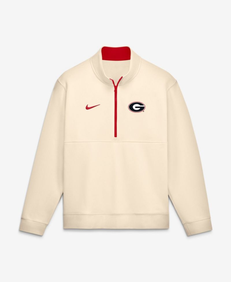 Men's Cream Georgia Bulldogs Primetime Club Fleece Half-Zip Pullover Sweatshirt