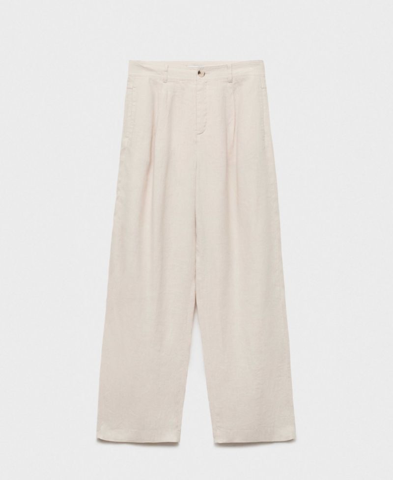 Women's Tortoiseshell Button Linen Pants