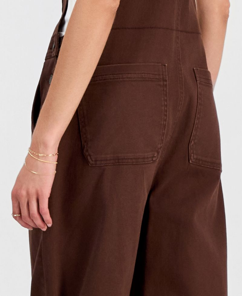 Juniors' Slouchy Twill Overalls