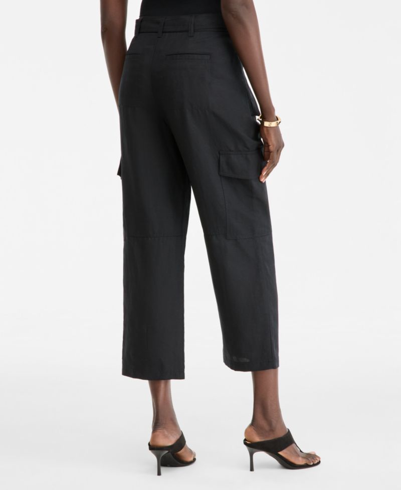 Women's Cropped Belted Cargo Pants