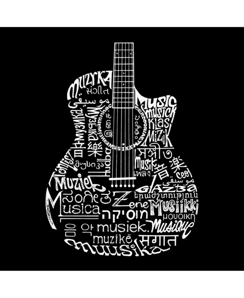 Men's Cotton/Poly Blend Word Art T-Shirt - Languages Guitar