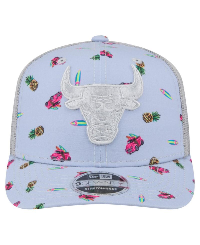 Men's Light Blue/Gray Chicago Bulls Adventure Aloha Pattern 9SEVENTY Stretch-Snap Hat