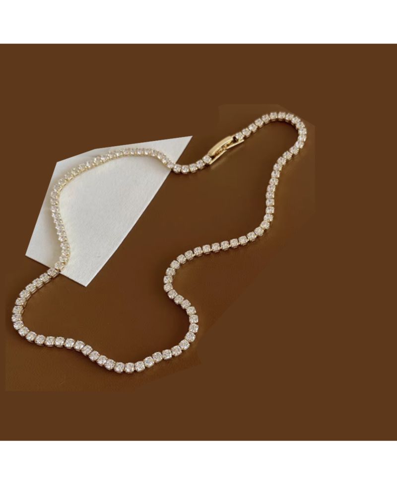 Hollywood Sensation 18k Gold Plated Tennis Necklace with AAAAA Cubic Zirconia