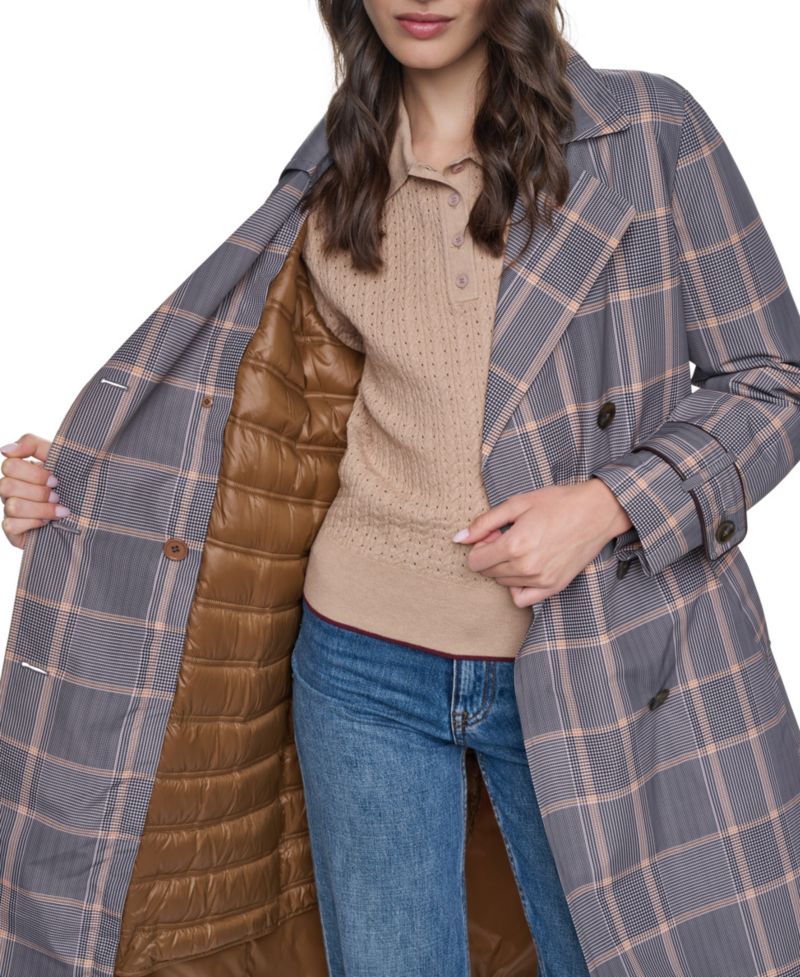 Women's Plaid Trench Coat