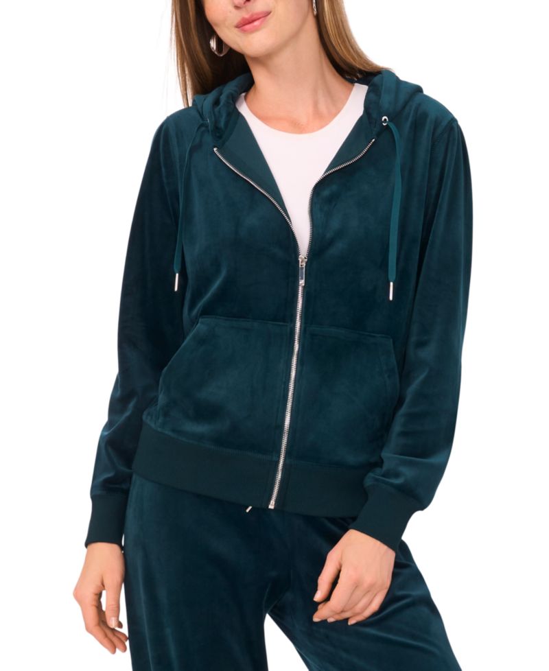 Women's Velour Zip-Front Hoodie Jacket