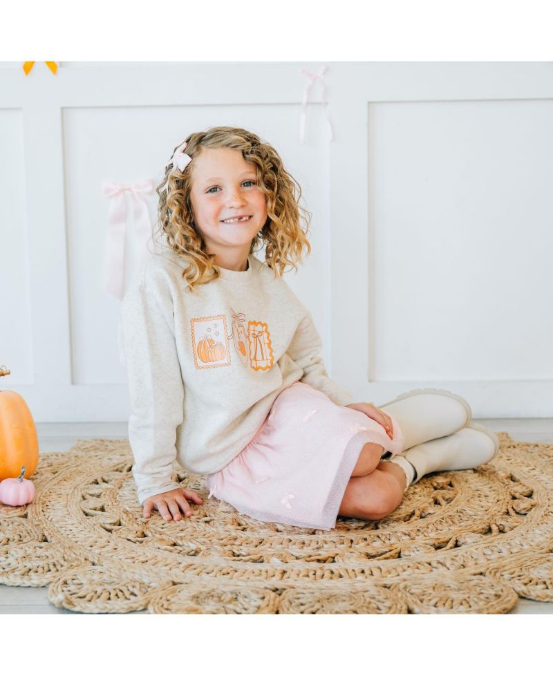 Little Girls Pumpkin Cameo Sweatshirt