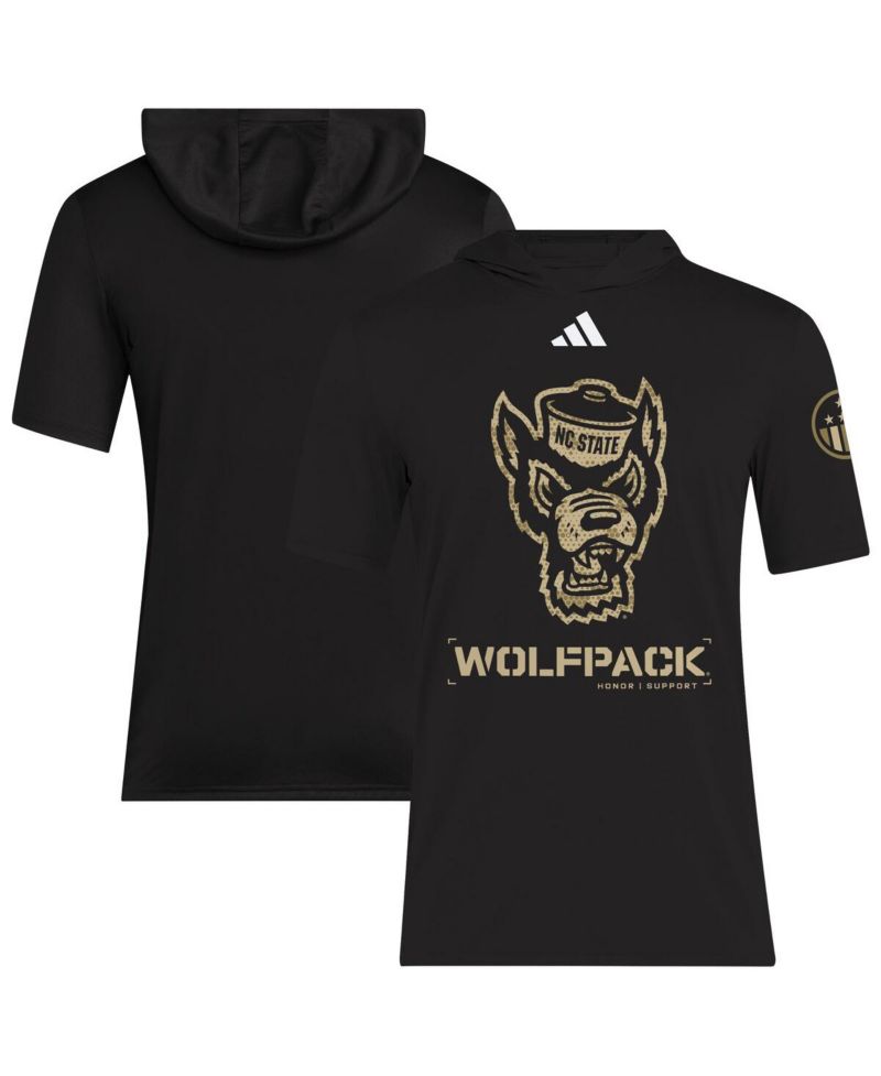 Men's Black NC State Wolfpack 2025 Military Appreciation AEROREADY Hooded T-Shirt